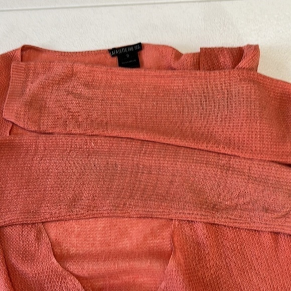 Lafayette 148 Orange Linen Wrap V Neck Top Size S - Picture 6 of 11